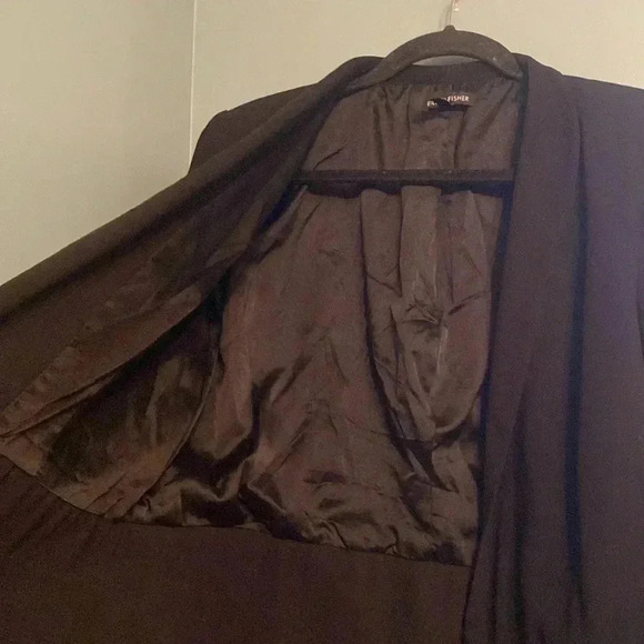 Eileen Fisher women’s blazer - medium - leather trim - black -hook closure - Picture 7 of 8